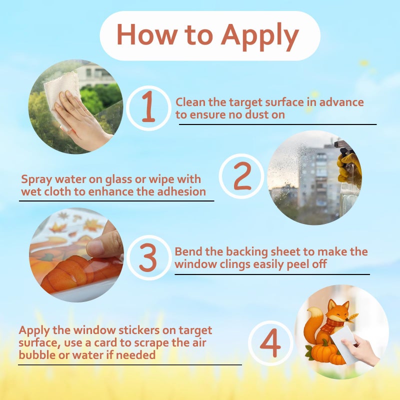 دي سي-بيوتيفُل DC-BEAUTIFUL 153 قطعة من ملصقات النوافذ الخريفية، 12 ورقة مزدوجة الجوانب للخريف، فزاعة اليقطين، ملصقات زجاجية من أوراق القيقب، قابلة لإعادة الاستخدام، شارات نافذة ثابتة لعيد الشكر، ديكورات الحفلات للمنزل والمكتب والمدرسة - Image 5